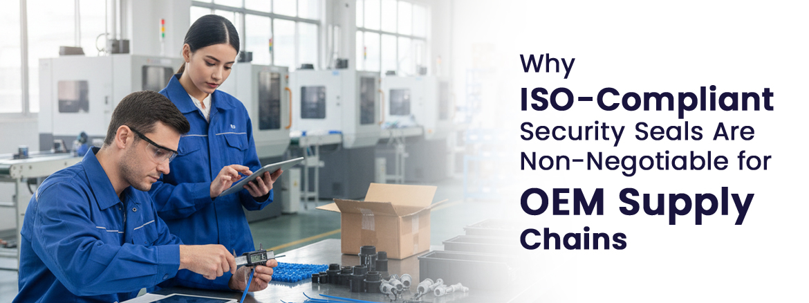 ISO-compliant plastic security seals for OEM supply chain traceability and tamper-evident logistics protection.