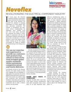 Industry Outlook Magazine listing Novoflex as a Top 10 Manufacturer in West Bengal, highlighting structured production capabilities. 