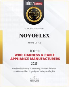 In 2025, Novoflex was awarded among the Top 10 wire harness and cable appliance manufacturers for quality and delivery performance by Industry Outlook.