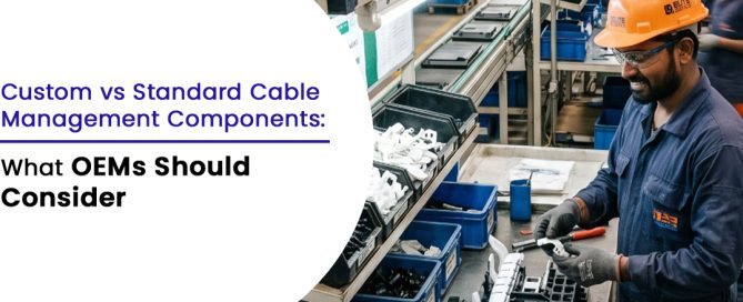 custom cable management components used in OEM manufacturing assembly with cable ties and mounts